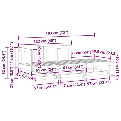 Секционен диван Восъчен Кафяв 183 x 61 x 62 см Масивна боровина