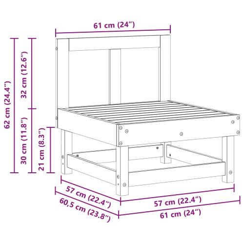 Градинен среден диван Масивна боровина Восъчен Кафяв