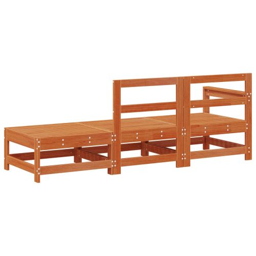 Секционен диван 3 Брой Восъчен Кафяв Масивна боровина