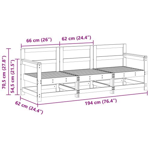 Секционен диван 3 Брой Восъчен Кафяв Масивна боровина
