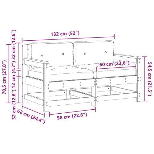 2 Брой Градинен ъглов диван Масивна борова дървесина