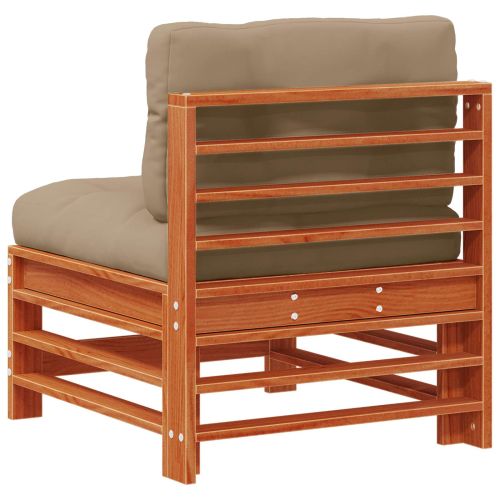 Градинен среден диван Масивна боровина Восъчен Кафяв