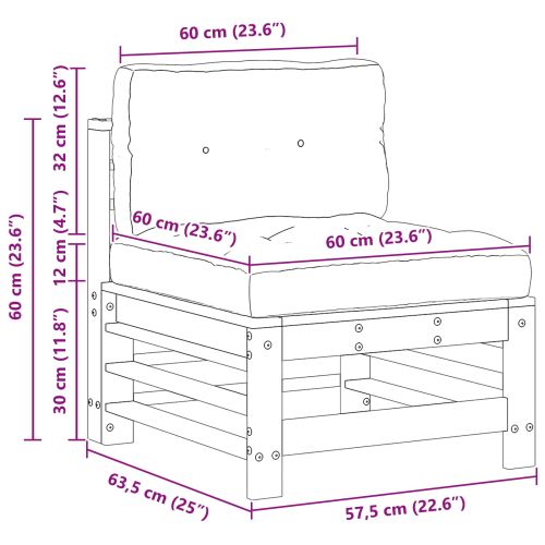 Градинен среден диван Масивна боровина Восъчен Кафяв