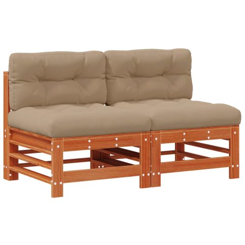 Градинен среден диван Масивна боровина Восъчен Кафяв