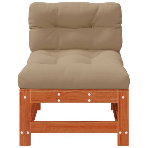 Градинен среден диван Масивна боровина Восъчен Кафяв