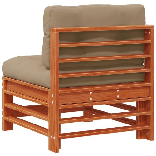 Градинен среден диван Масивна боровина Восъчен Кафяв