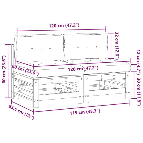 Градинен среден диван Масивна боровина Восъчен Кафяв