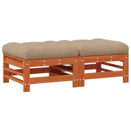 Градинска поставка за крака Масивна боровина Восъчен Кафяв