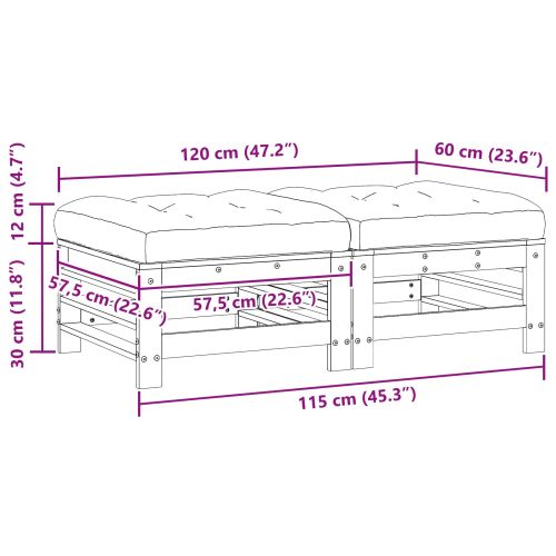 Градинска поставка за крака Масивна боровина Восъчен Кафяв