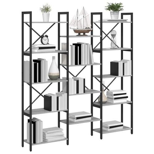 Рафт за книги Сив сонома 156 x 25 x 167 см Инженерно дърво