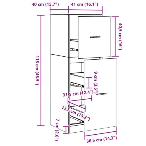 Аптекарски шкаф Черен дъб 40 x 41 x 118 см Инженерно дърво