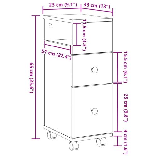 Комплект мебели за баня с колело Черния дъб 33 x 23 x 65 см