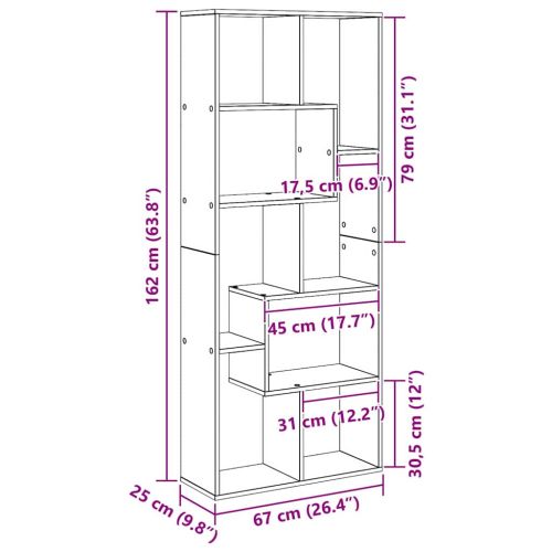 Шкаф за книги Черния дъб 67 x 25 x 162 см Инженерно дърво