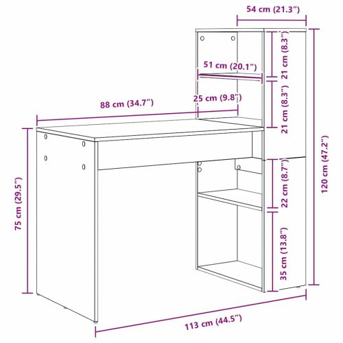 Бюро с рафт Старо дърво 113 x 54 x 120 см Инженерно дърво