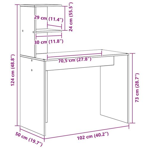 Бюро с рафт Бяло 102 x 50 x 124 см Инженерно дърво