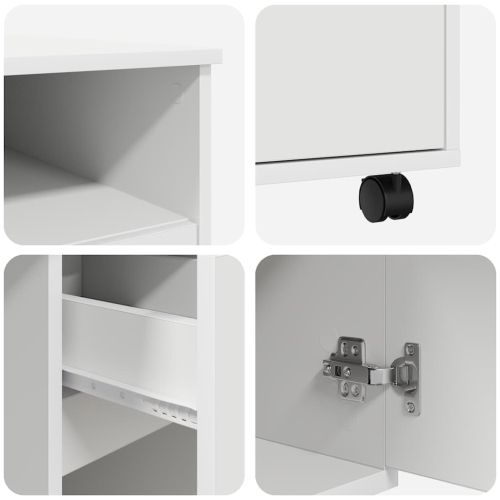 Бюро на колела с чекмедже Бяло 91 x 50 x 77 см Инженерно дърво