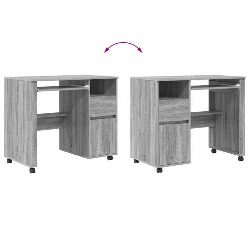 Бюро на колела Сив Сонома 91 x 50 x 77 см Инженерно дърво