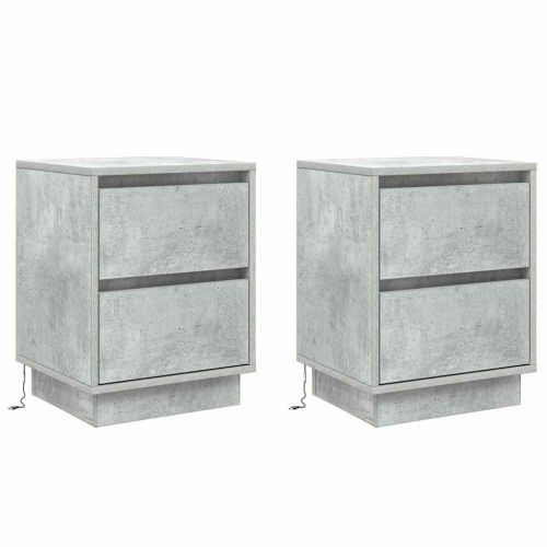 Нощен шкаф с чекмедже 2 pcs Циментено сиво 39 x 34,5 x 50 см