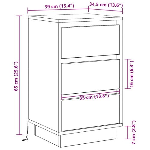 Нощен шкаф Черния дъб 39 x 34,5 x 65 см Инженерно дърво