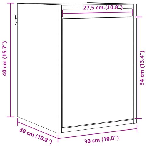 Стенен шкаф 2 pcs Кафяво с восъчно покритие 30 x 30 x 40 cm