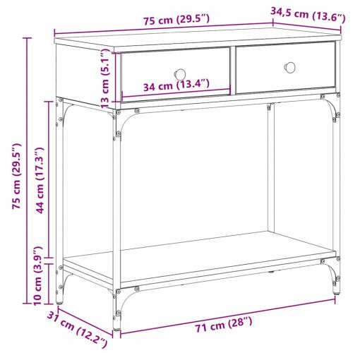 Конзолна маса дъб артизан 75 x 34,5 x 75 см Инженерно дърво