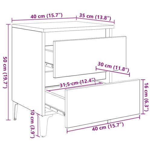 Нощен шкаф Старо дърво 40 x 35 x 50 см Инженерно дърво
