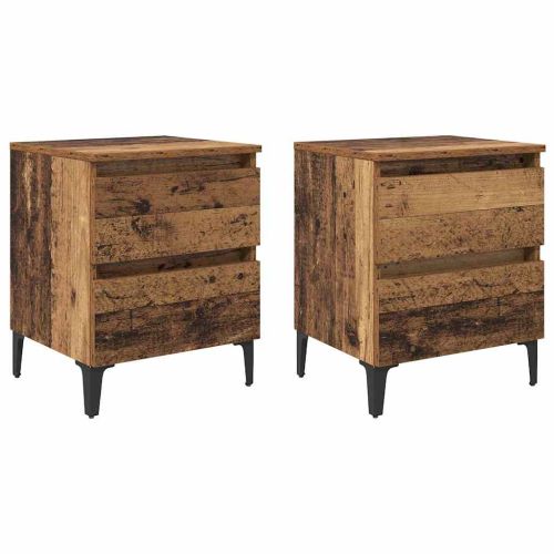 Нощен шкаф 2 pcs Старо дърво 40 x 35 x 50 см Инженерно дърво
