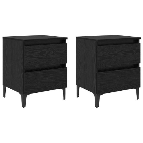 Нощен шкаф 2 pcs Черен дъб 40 x 35 x 50 см Инженерно дърво
