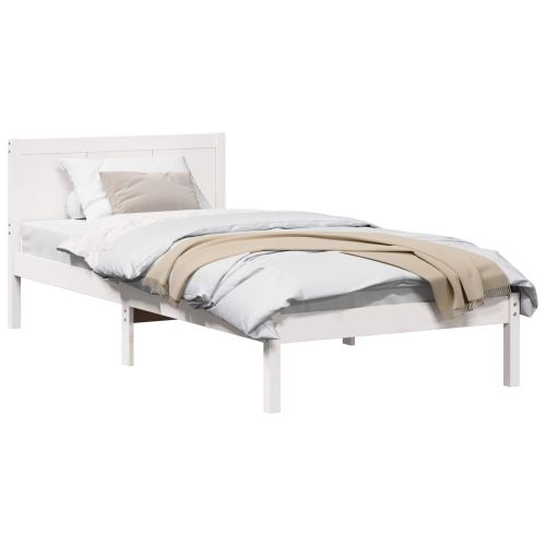 Рамка за легло Бяло 75 x 190 cm Масивна борова дървесина