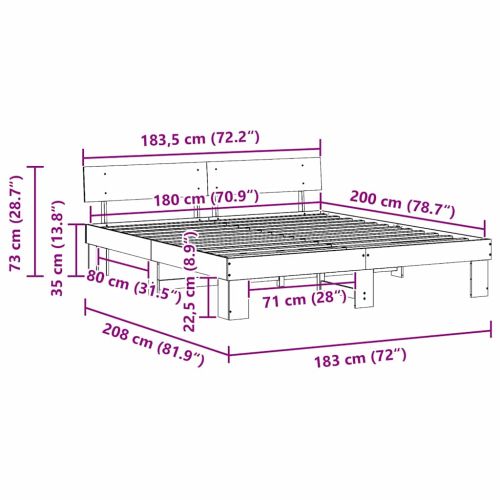Рамка за легло с таблото Кафяво с восъчно покритие 180 x 200 cm