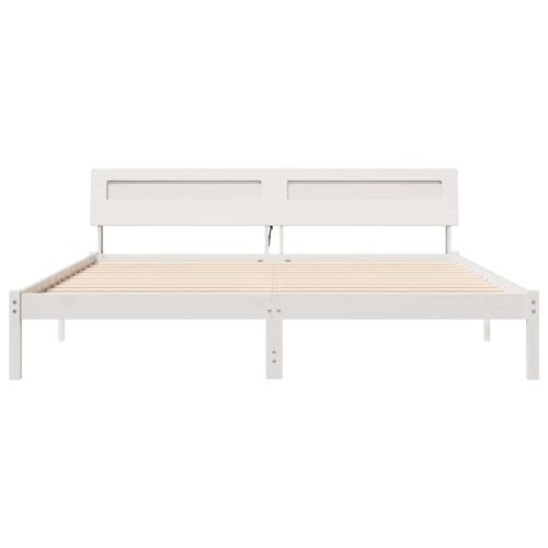 Рамка за легло с таблото Бяло 180 x 200 cm Солидно борово дърво