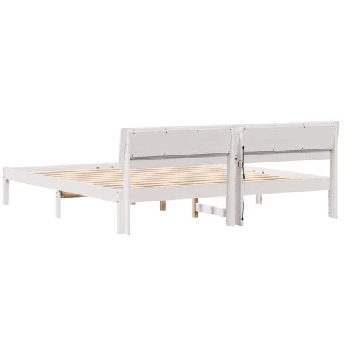 Рамка за легло с таблото Бяло 180 x 200 cm Солидно борово дърво