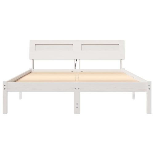 Рамка за легло с таблото Бяло 140 x 190 cm Солидно борово дърво