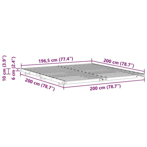 Рамка за легло Бяло 200 x 200 cm Солидно борово дърво
