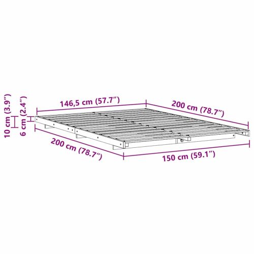 Рамка за легло Кафяво с восъчно покритие 150 x 200 cm