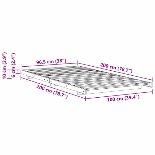 Рамка за легло Кафяво 100 x 200 cm Солидно борово дърво