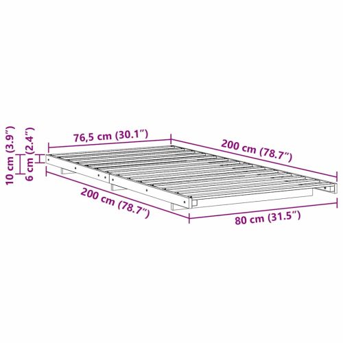 Рамка за легло Кафяво с восъчно покритие 80 x 200 cm