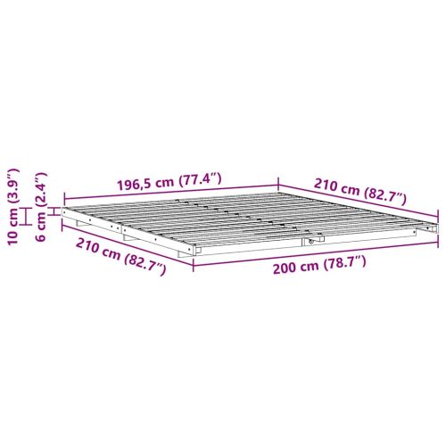 Рамка за легло Кафяво 200 x 210 cm Солидно борово дърво