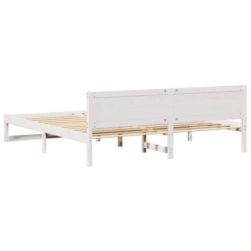 Рамка за легло с таблото Бяло 180 x 200 cm Солидно борово дърво