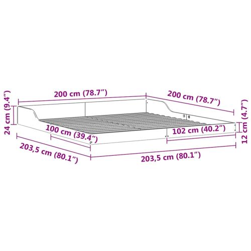 Рамка за легло Кафяво 200 x 200 cm Солидно борово дърво
