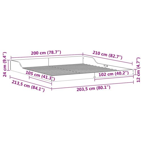 Рамка за легло Кафяво 200 x 210 cm Солидно борово дърво
