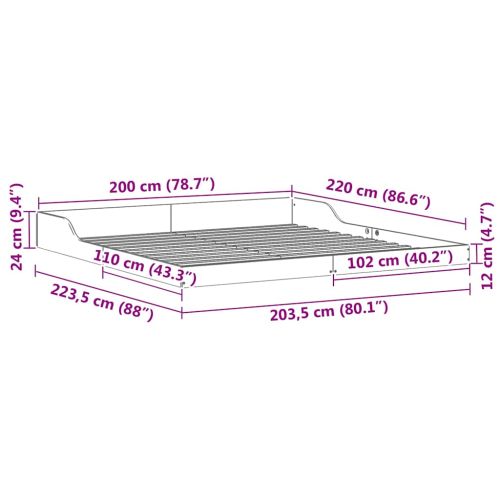 Рамка за легло Кафяво 200 x 220 cm Солидно борово дърво