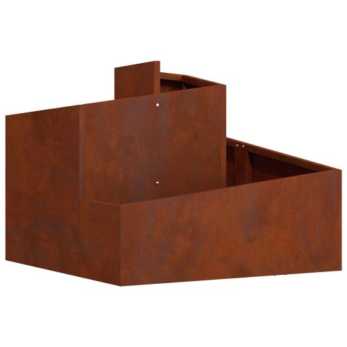 Градинска саксия Кафяво 60 x 60 x 50 см Патинираща стомана
