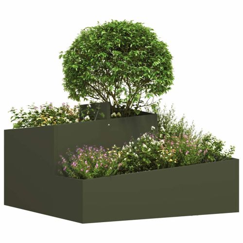 Градинска саксия Маслинено зелено 80 x 80 x 50 см