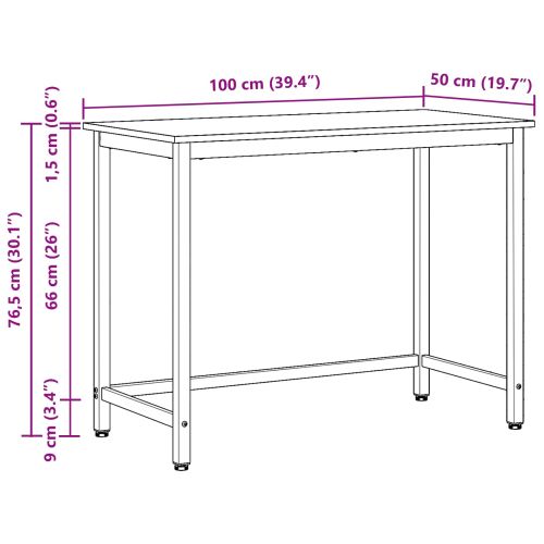Маса Димян дъб 100 x 50 x 76,5 см Инженерна дървесина и стомана