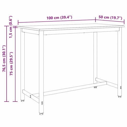 Маса Димян дъб 100 x 50 x 76,5 см Инженерна дървесина и стомана