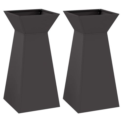 Саксия с колона 2 pcs Черно 35 x 35 x 73 см