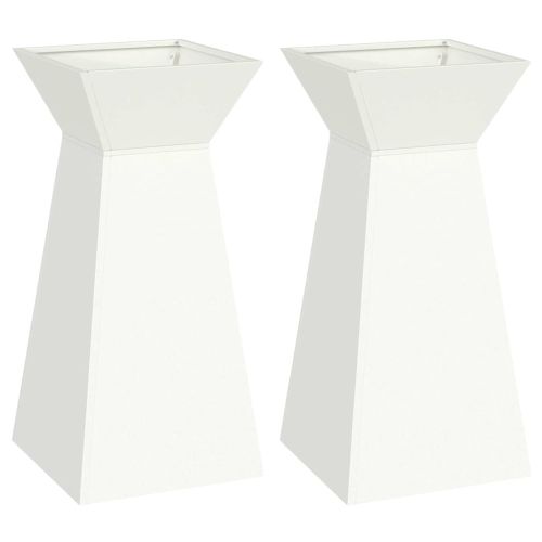 Саксия с колона 2 pcs Бяло 35 x 35 x 73 см