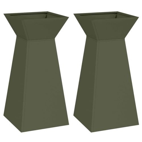 Саксия с колона 2 pcs Маслинено 35 x 35 x 73 см