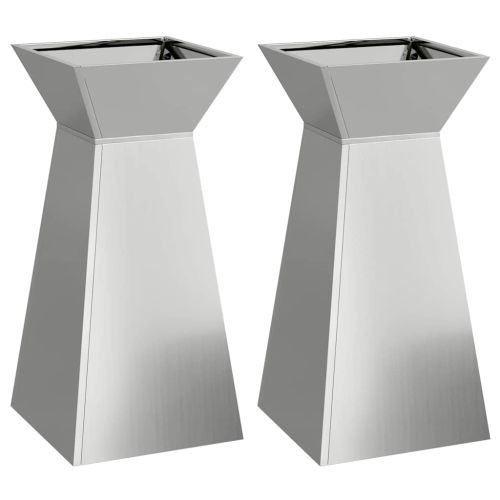 Саксия с колона 2 pcs Сребрист 35 x 35 x 73 см